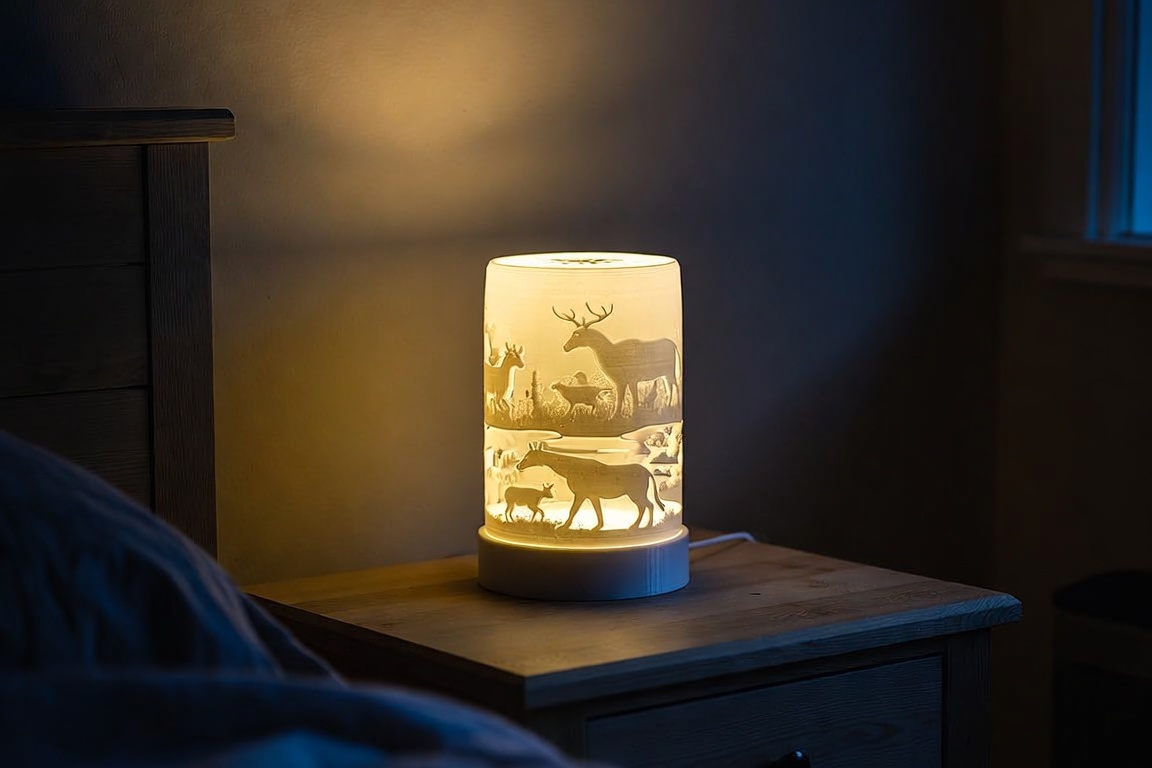 Cylindrical lithophane lamp example