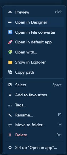 The right-click menu on a model in the Library