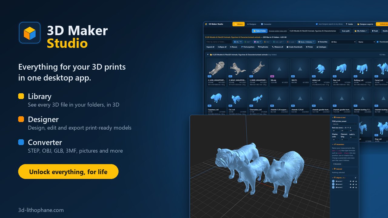 3D Maker Studio: the Library and the Designer