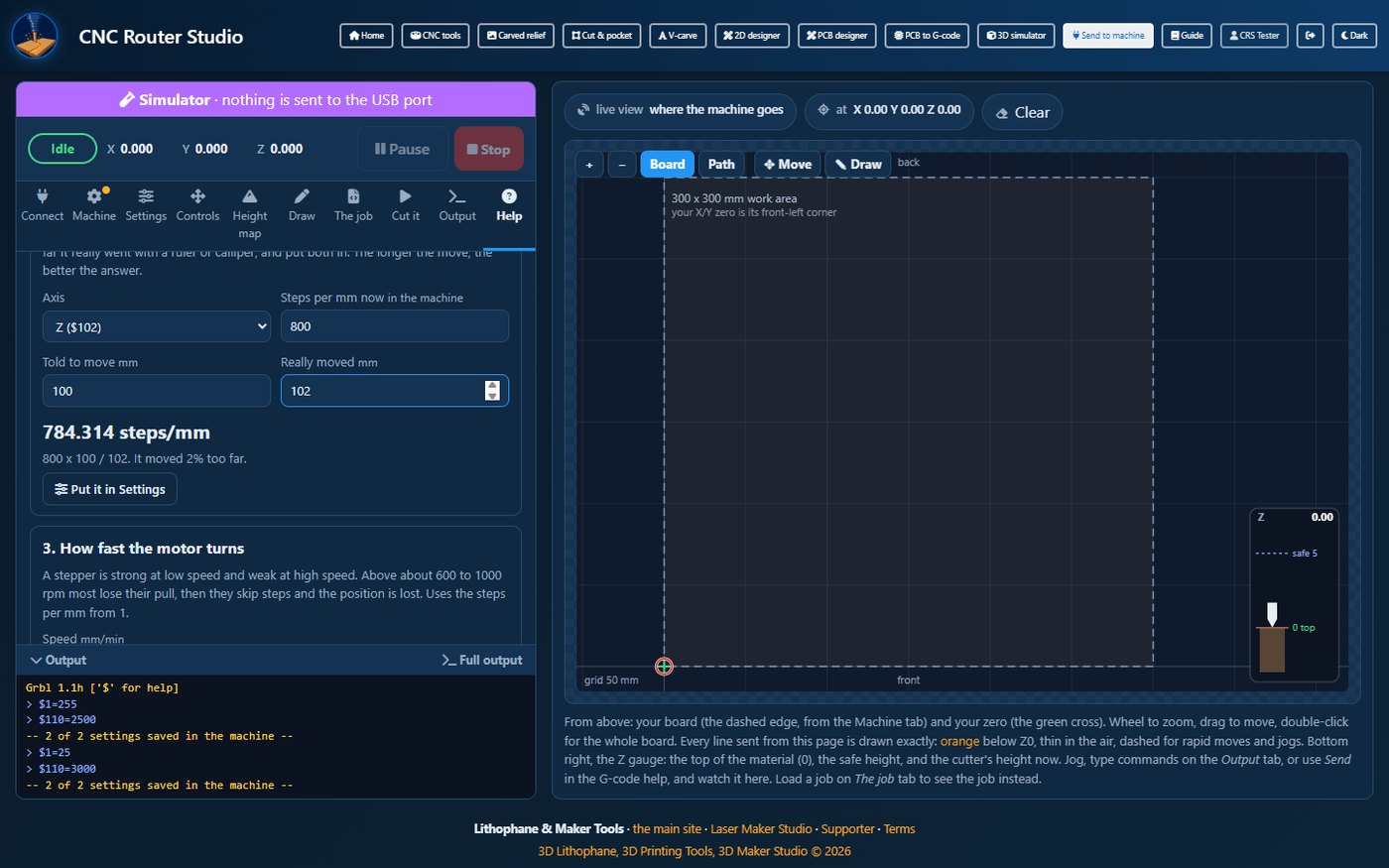 The stepper calculator on the Help tab